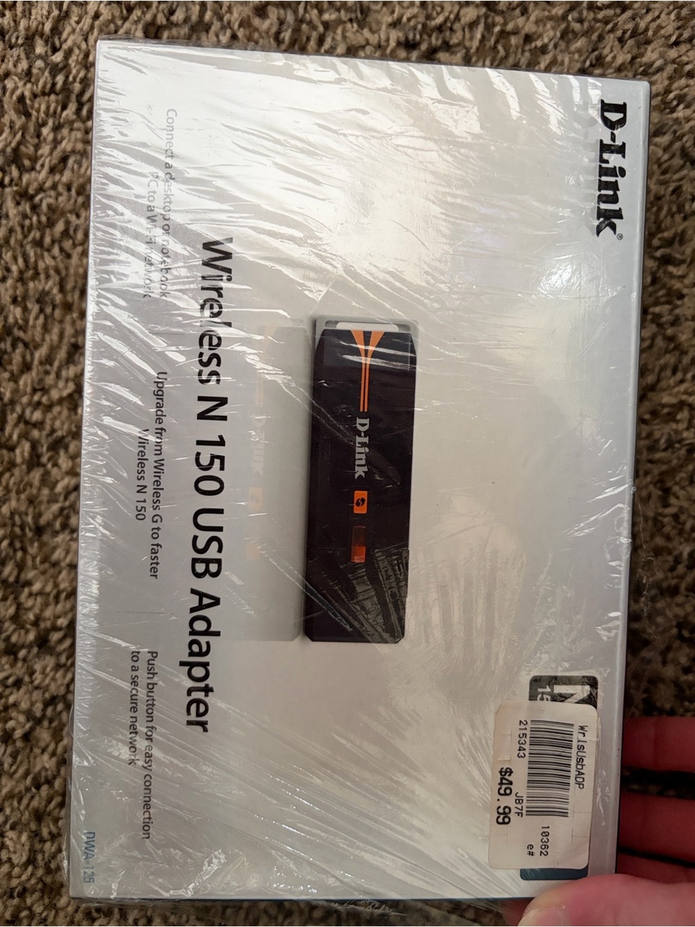 D-Link Black USB Wi‑Fi Adapter with Orange Accent